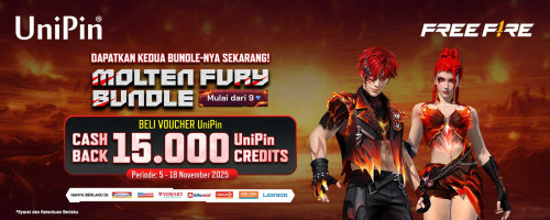 Koleksi Molten Fury Bundle Sekarang! Top Up Pakai Voucher UniPin dan Dapatkan Cashback Hingga 15.000 UniPin Credits